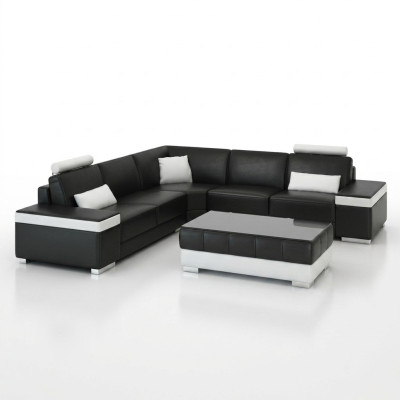 L-shape leather sofa cushion seat couch set corner sofa couch