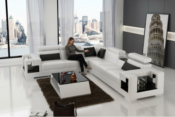 Designer sofa couch corner sofa leather living landscape fabric upholstery suite