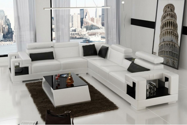Designer sofa couch corner sofa leather living landscape fabric upholstery suite