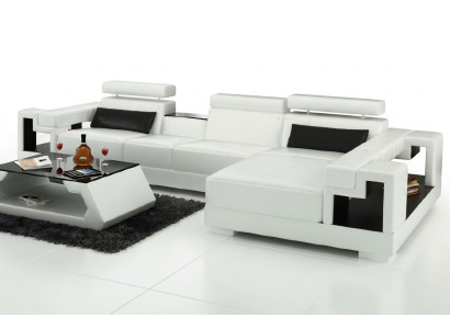 Sectional leather sofa in an L-shape upholstered corner couch.