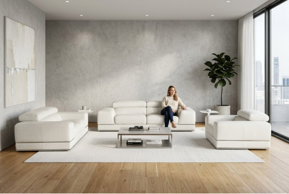 Leather sofa living area 3+2 seater suite design modern sofa sets new