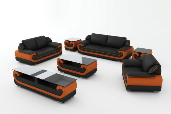 Leather sofa couch living landscape 3+1+1 seater set design modern sofa