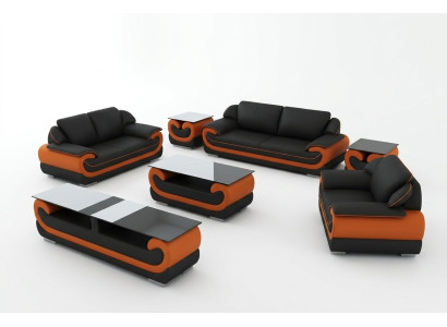 Leather sofa couch living landscape 3+1+1 seater set design modern sofa