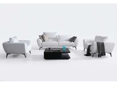 Leather Suite Complete Set - Noble Designer Sofas Living Room Seating Furniture