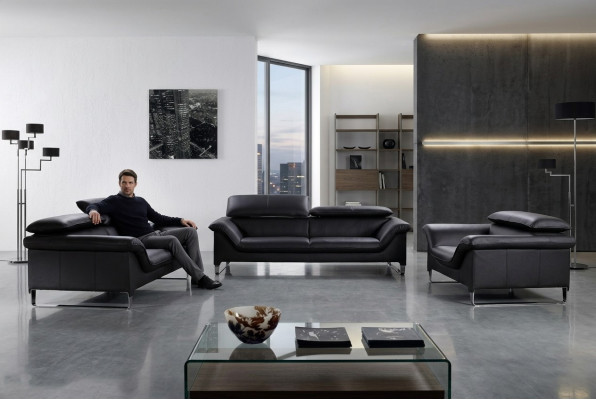 Leather sofa couch living landscape 3+1+1 seater suite modern design sofa