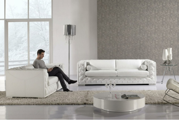 Leather sofa couch living landscape 3+2 seater suite design decor modern sofa