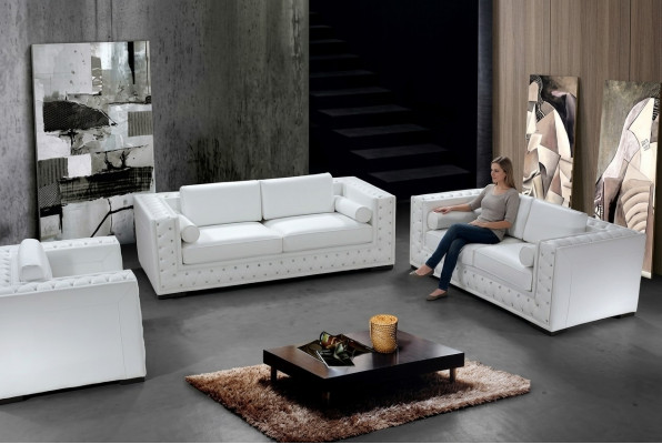 Sofa set 3+1+1 seater set design sofas upholstered couches leather Chesterfield