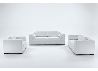 Sofa set 3+1+1 seater set design sofas upholstered couches leather Chesterfield