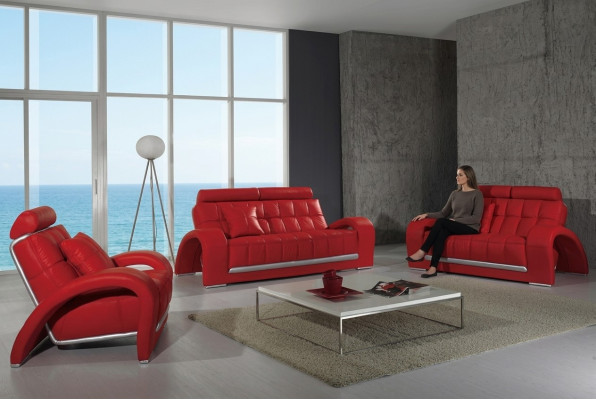 Leather sofa couch living area 3+1+1 seater suite sofa set