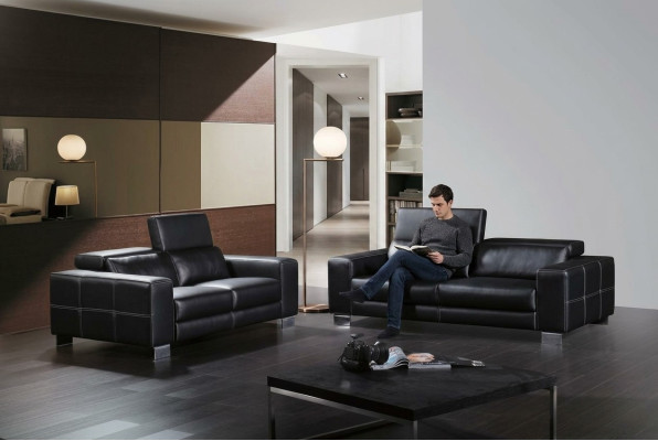 Set leather sofa couch living landscape 3+1+1 seater suite design modern