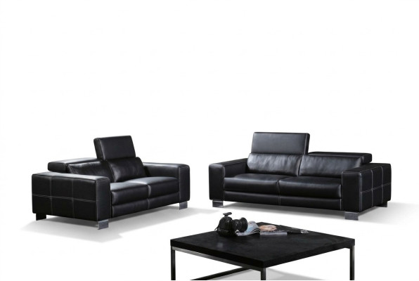 Set leather sofa couch living landscape 3+1+1 seater suite design modern