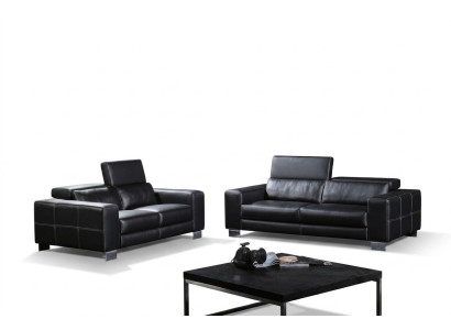 Set leather sofa couch living landscape 3+1+1 seater suite design modern