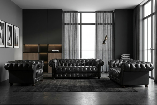 Chesterfield Sofa 2 Seater Upholstered Design Couches Sofas Suite NEW