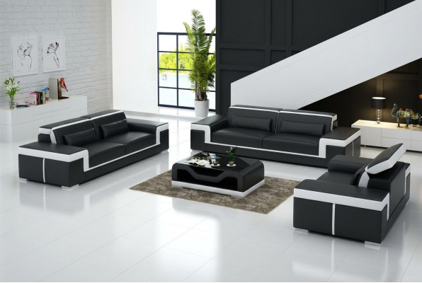 Leather sofa couch living landscape 3+2+1 seat suite design modern sofa