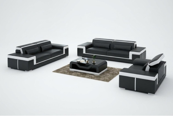 Leather sofa couch living landscape 3+2+1 seat suite design modern sofa
