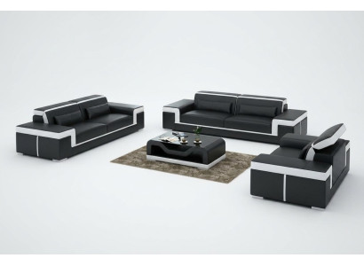 Leather sofa couch living landscape 3+2+1 seat suite design modern sofa