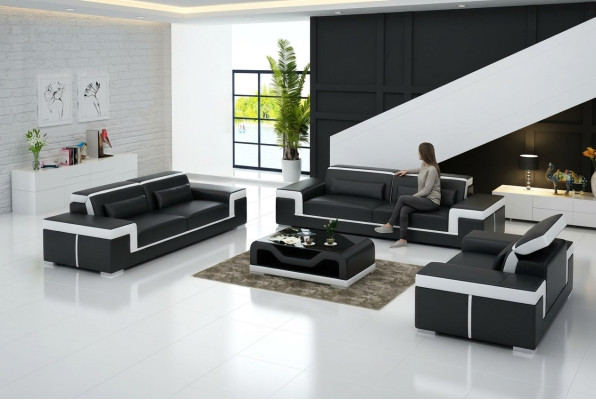 Design upholstery seating couch 3-seater set sofa sofas couches decor leather
