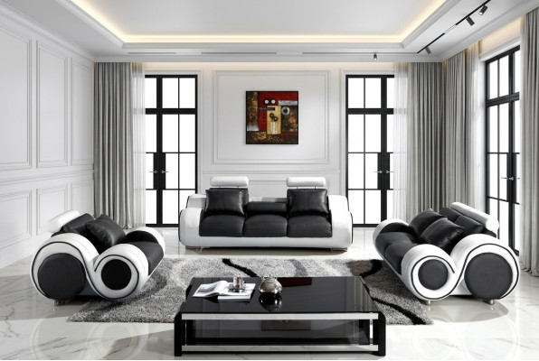 Upholstered Seat Couch 3-Seater Suite Sofa Sofas Couches Leather Three-Seater