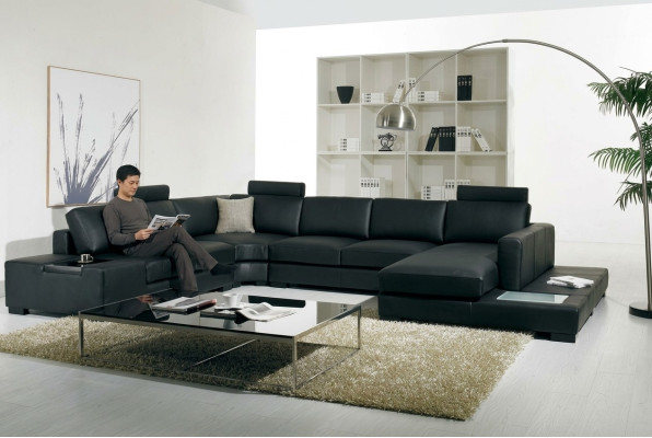 Leather sofa designer sofa U-shaped living landscape couch decor upholstery corner sofa
