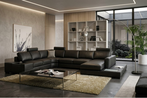 Leather sofa designer sofa U-shaped living landscape couch decor upholstery corner sofa