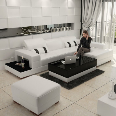 Leather sofa L-shaped couch living landscape corner sofa corner suite design