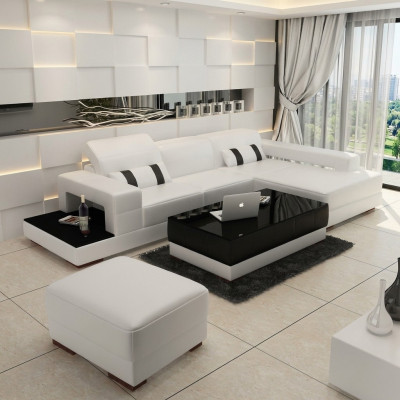 Leather sofa L-shaped couch living landscape corner sofa corner suite design
