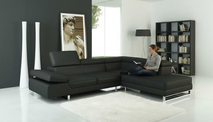 Sectional leather sofa L-shaped sofa couch decor upholstery seat corner