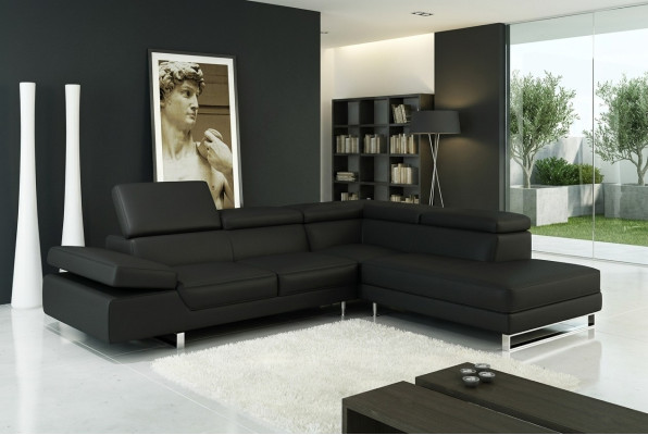 Sectional leather sofa L-shaped sofa couch decor upholstery seat corner