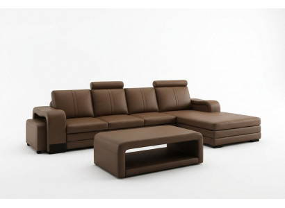 Corner sofa set 3-piece. Couch table stool leather suite sofas.
