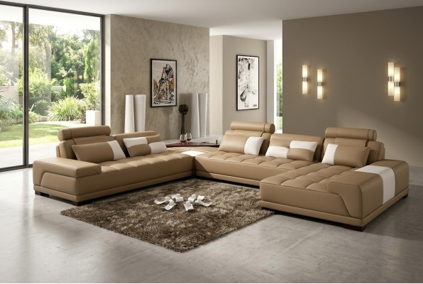 Corner sofa, leather sofa, upholstered living area, couch, sofa corner unit, U-shape.