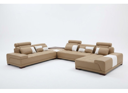 Corner sofa, leather sofa, upholstered living area, couch, sofa corner unit, U-shape.