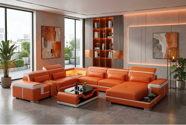 Sofa Couch Upholstery Set Living Landscape Design Corner Sofa Leather New