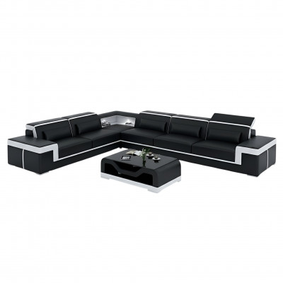 Designer sofa, couch, corner sofa, leather, textile ensemble, living area, upholstery