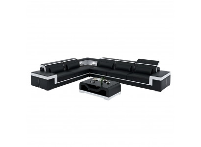 Designer sofa, couch, corner sofa, leather, textile ensemble, living area, upholstery