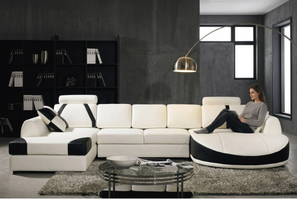 Corner sofa leather sofa upholstery living landscape sofa couch corner suite U shape