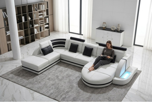 Sectional leather sofa big XXL U-shape living landscape sofa couch suite sofas corner sectional sofa