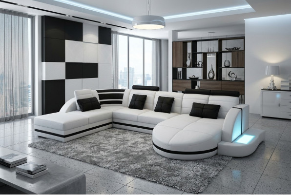 Sectional leather sofa big XXL U-shape living landscape sofa couch suite sofas corner sectional sofa