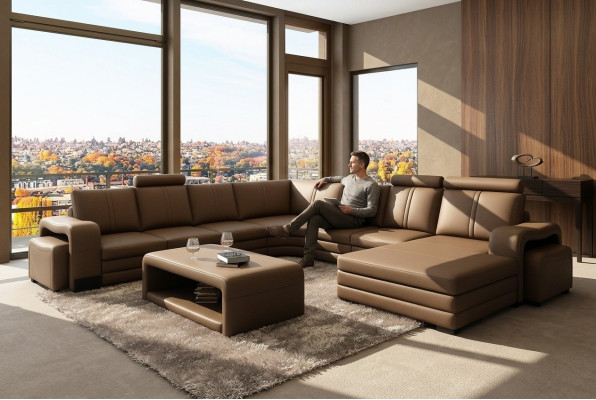 Designer living landscape U-shape stool coffee table couch corner sofa upholstery
