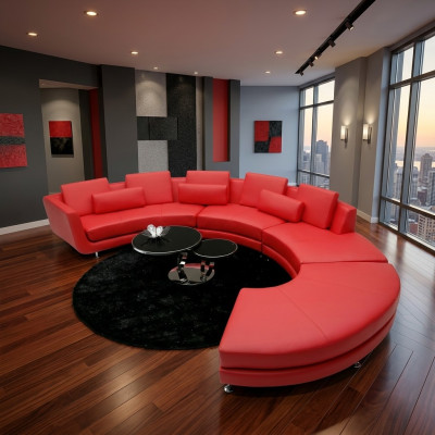Red Round Couch Corner Sofa Living Area Round Sofa Upholstery Suite Sofas
