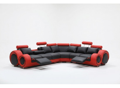 Designer sofa set living area couch corner sofa leather textile upholstery