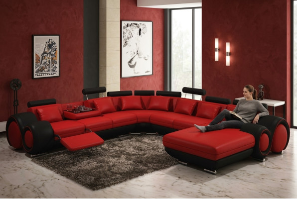 Leather sofa couch upholstery seat set couches living landscape BIG XXL