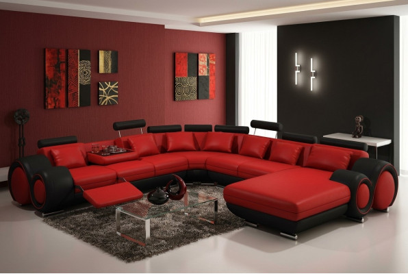 Leather sofa couch upholstery seat set couches living landscape BIG XXL