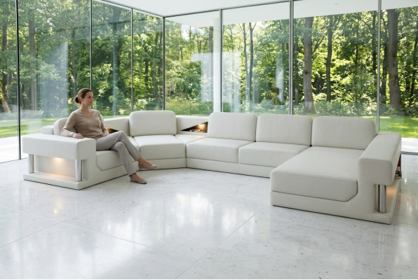 Leather sofa corner suite upholstery U-shaped couch sofa design
