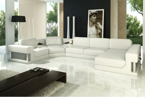 Leather sofa corner suite upholstery U-shaped couch sofa design