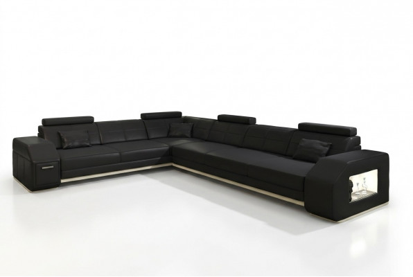 Corner sectional leather textile upholstered designer sofa living landscape.