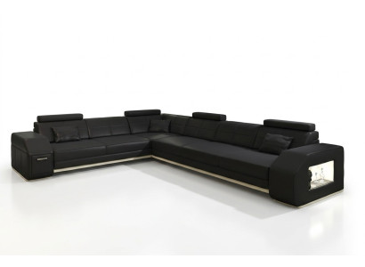 Corner sectional leather textile upholstered designer sofa living landscape.