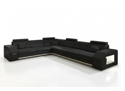 Corner sectional leather textile upholstered designer sofa living landscape.