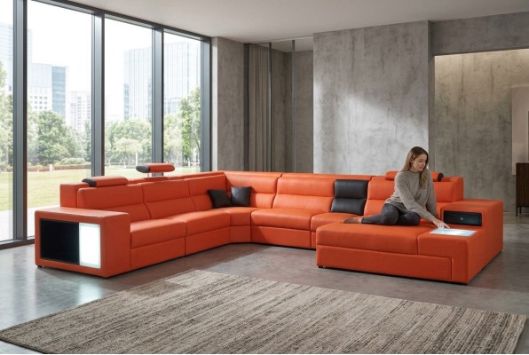 Corner sofa leather sofa big XXL U shape living landscape sofa decor couch set