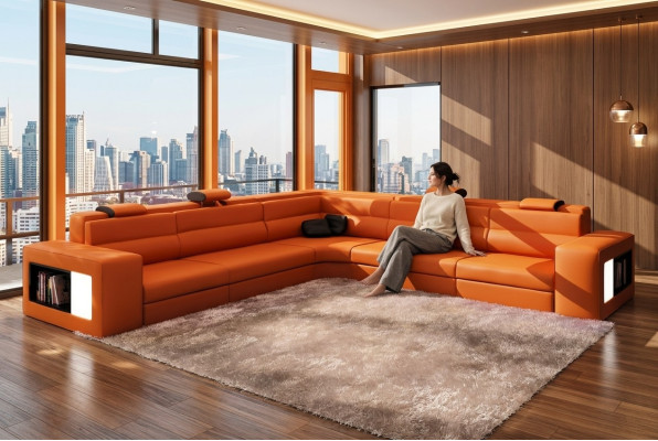 L-Form Modern Corner Sofa Couch Upholstered Leather Design Sofa Set