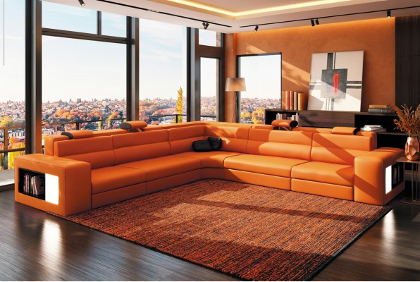 L-Form Modern Corner Sofa Couch Upholstered Leather Design Sofa Set